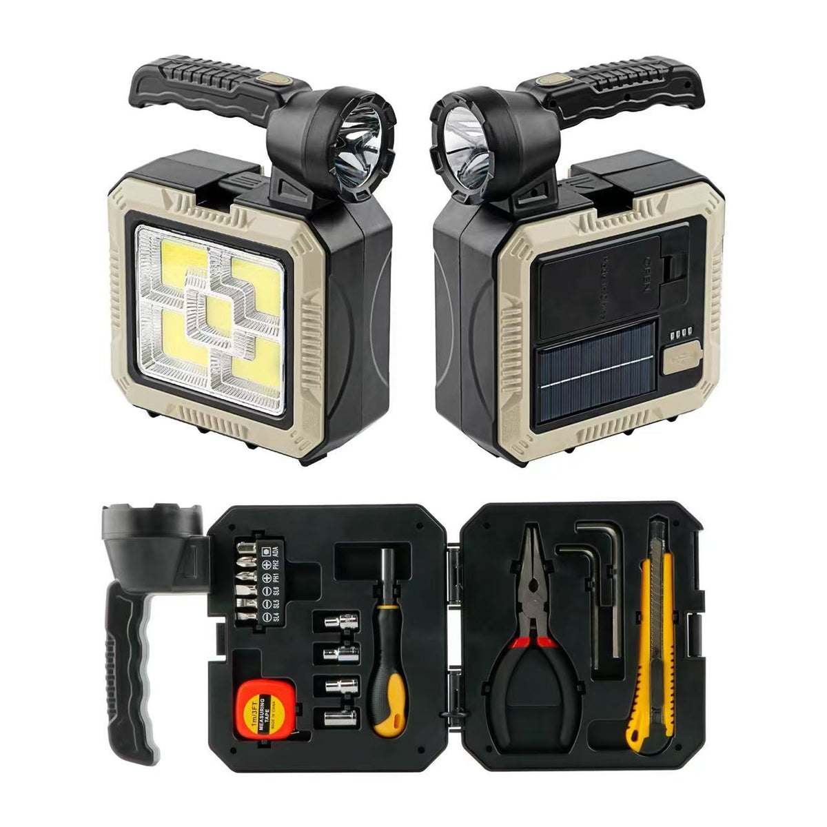Linterna led solar con kit de herramientas