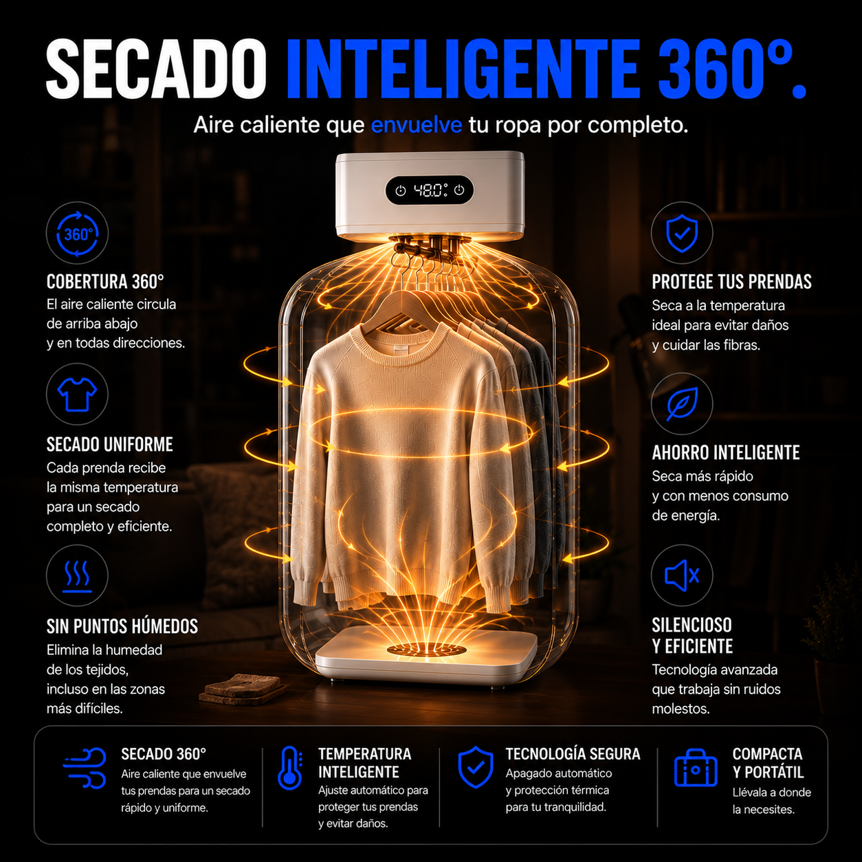 Secadora de ropa eléctrica portátil