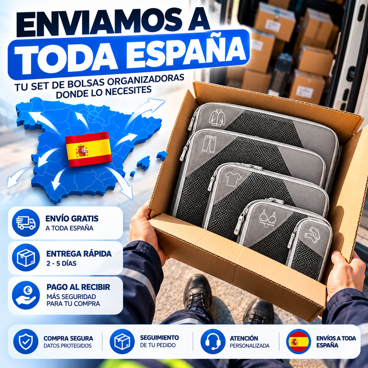TravelPack™ – Set de 5 Organizadores de Compresión para Maleta