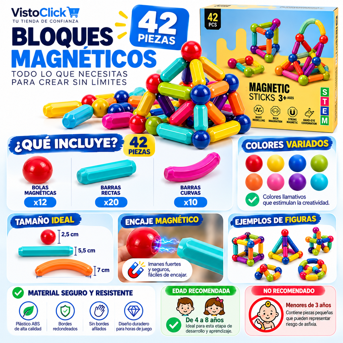 MagnaBuild™ – Juego de Construcción Magnética 42 Piezas