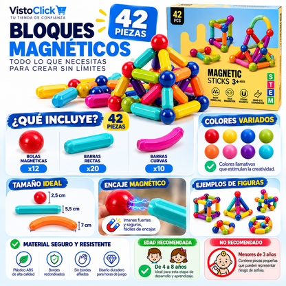 MagnaBuild™ – Juego de Construcción Magnética 42 Piezas