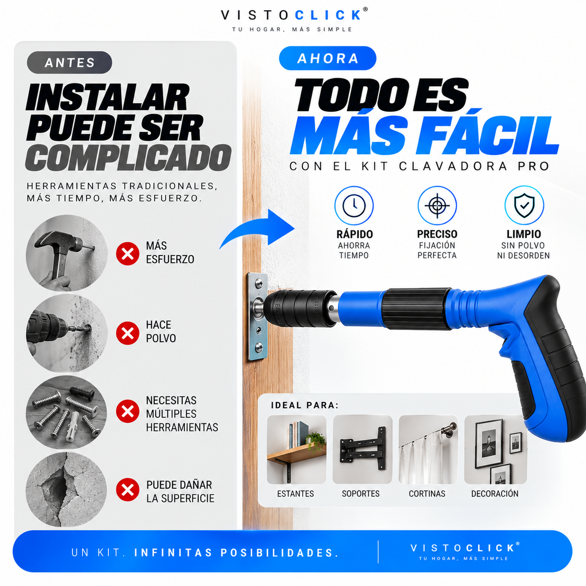 🔨 Kit Clavadora PRO de Alta Potencia + Gafas Protectoras + Accesorios + Maletín Premium