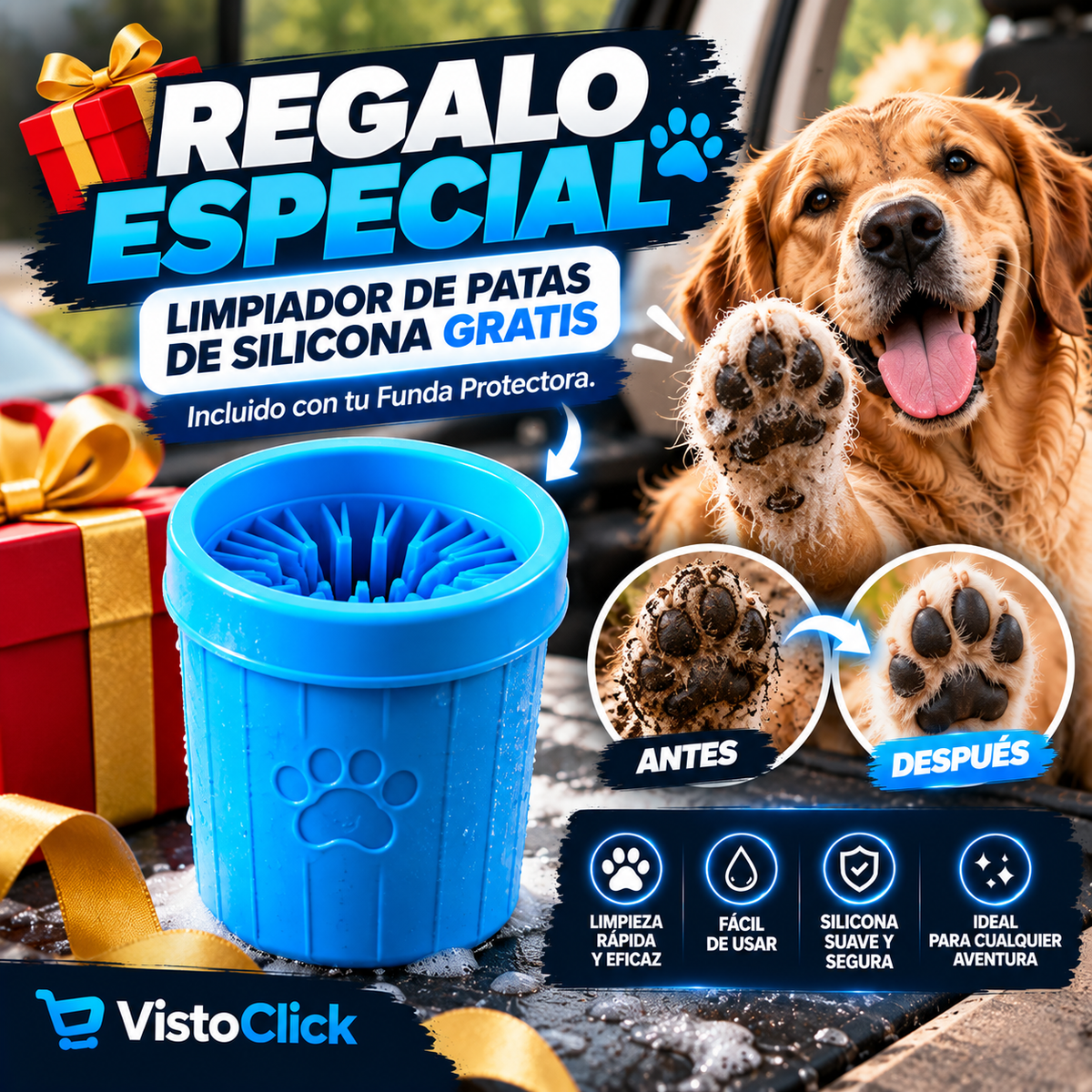 Funda Protectora para Coche + Limpiador de Patas GRATIS