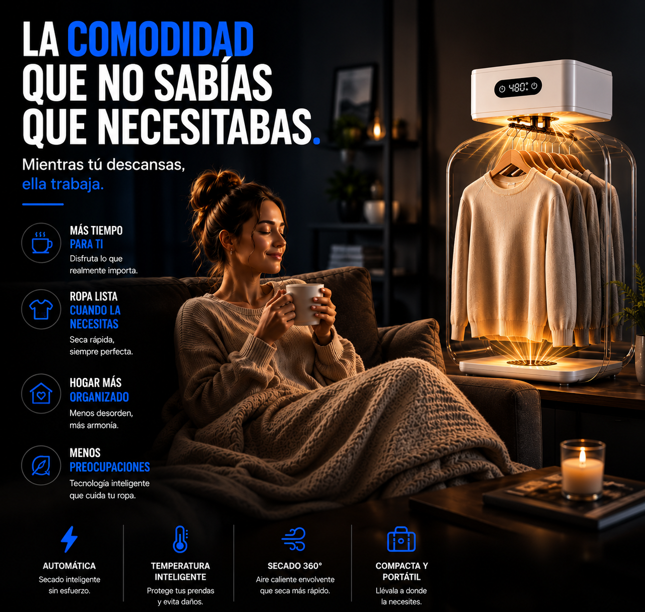 Secadora de ropa eléctrica portátil