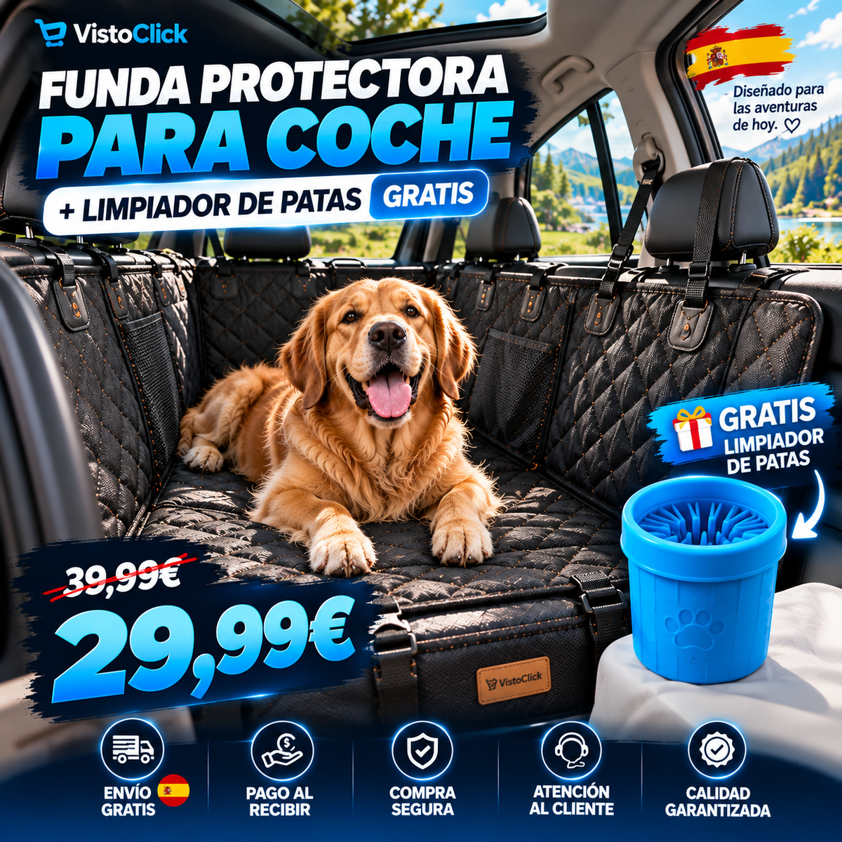 Funda Protectora para Coche + Limpiador de Patas GRATIS