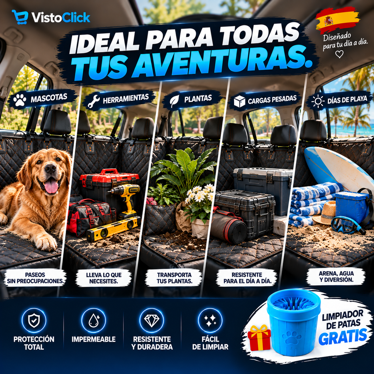 Funda Protectora para Coche + Limpiador de Patas GRATIS