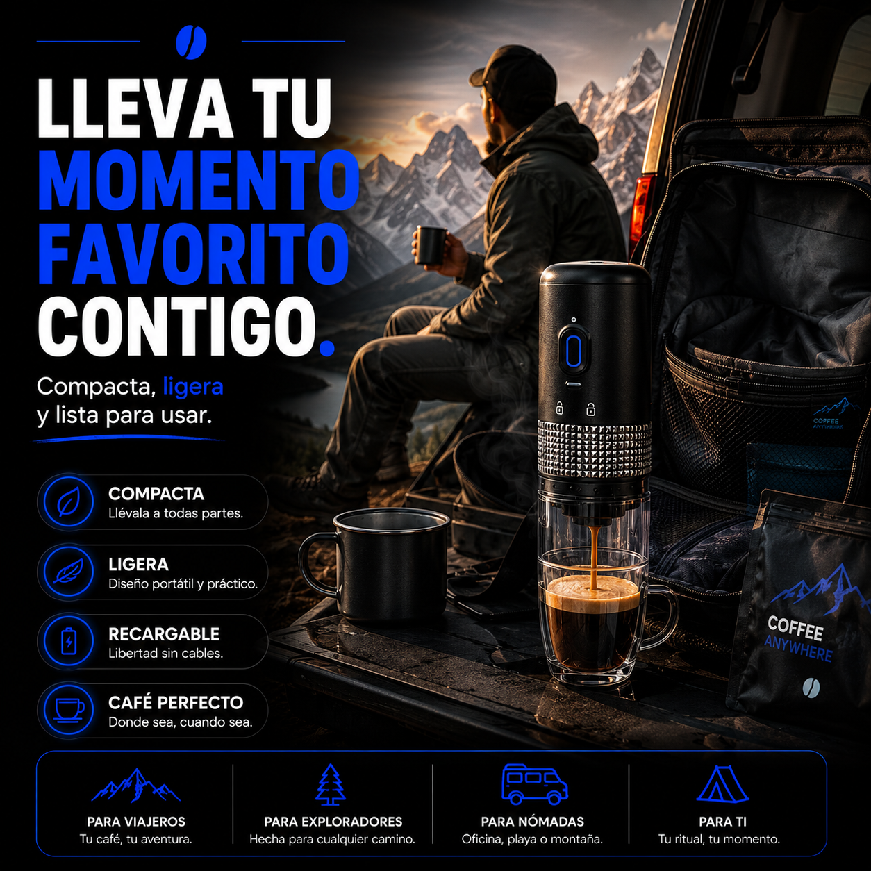 Maquina de café portatil eléctrico