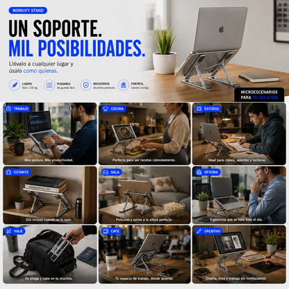 Workify - Soporte para ordenador y Tablet de Aleación de Aluminio.