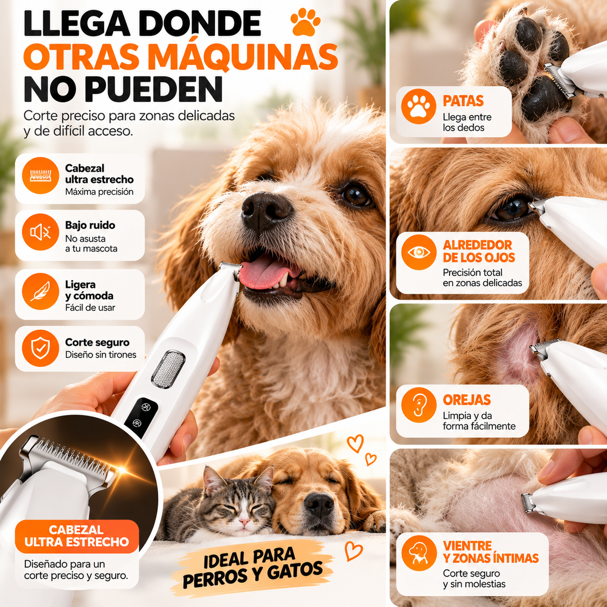 PetTrim™ 2 en 1 – Recortadora para Perros y Gatos + Manopla Quitapelos GRATIS 🎁