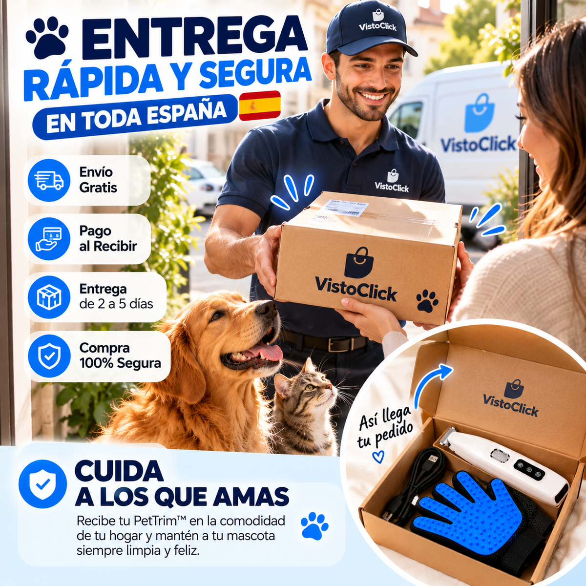 PetTrim™ 2 en 1 – Recortadora para Perros y Gatos + Manopla Quitapelos GRATIS 🎁