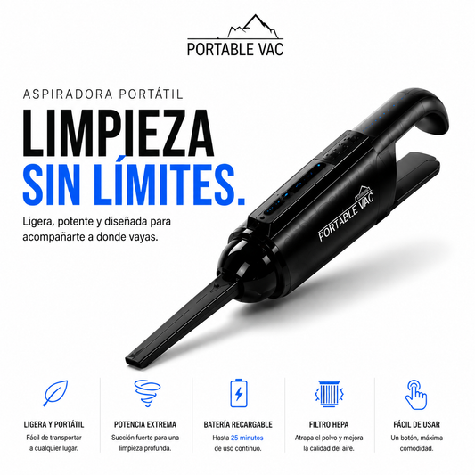 Mini aspiradora inalámbrica de alta potencia.