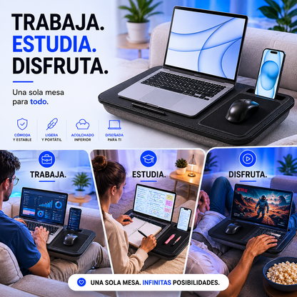 Ergomesa - Escritorio portátil con cojín para ordenador.