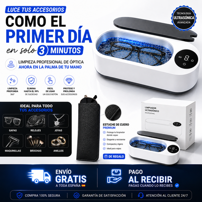 Limpiador Ultrasónico + Funda de Cuero Premium GRATIS + Envio Gratis- Paga al Recibir