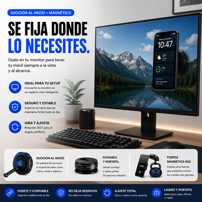 Soporte Magnético con Succión al Vacío.