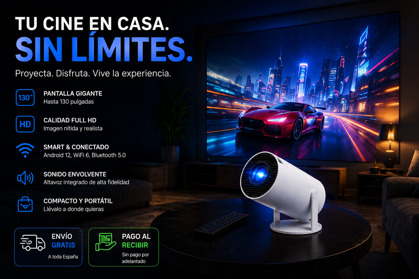 Proyector Android 12 Full HD 1080p