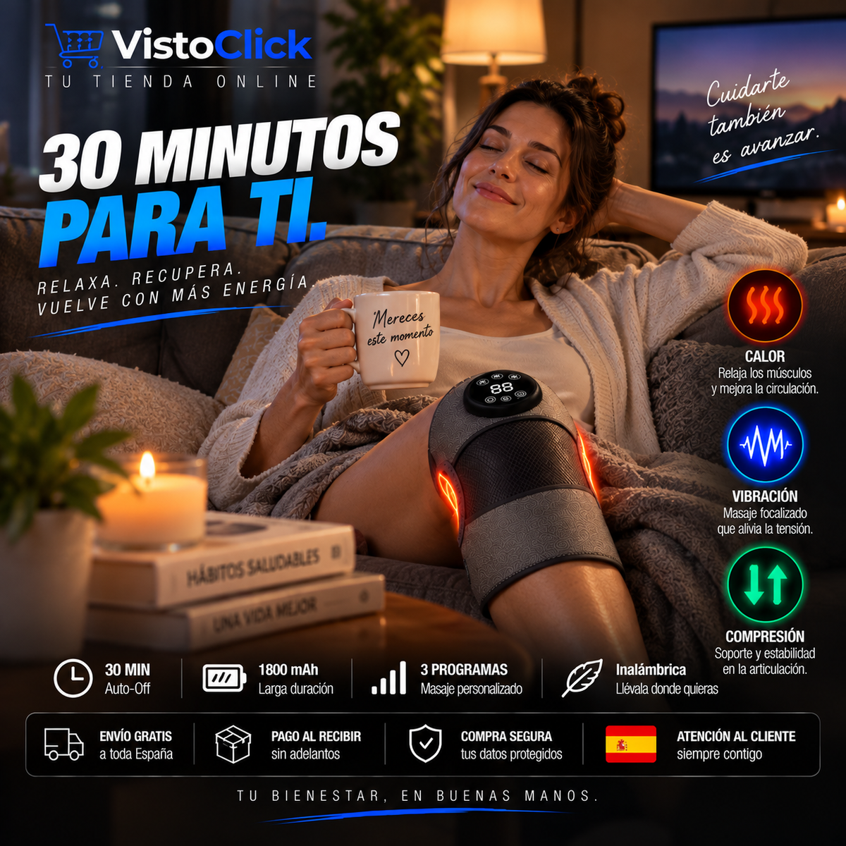 Rodillera de Masaje 3 en 1 con Calor