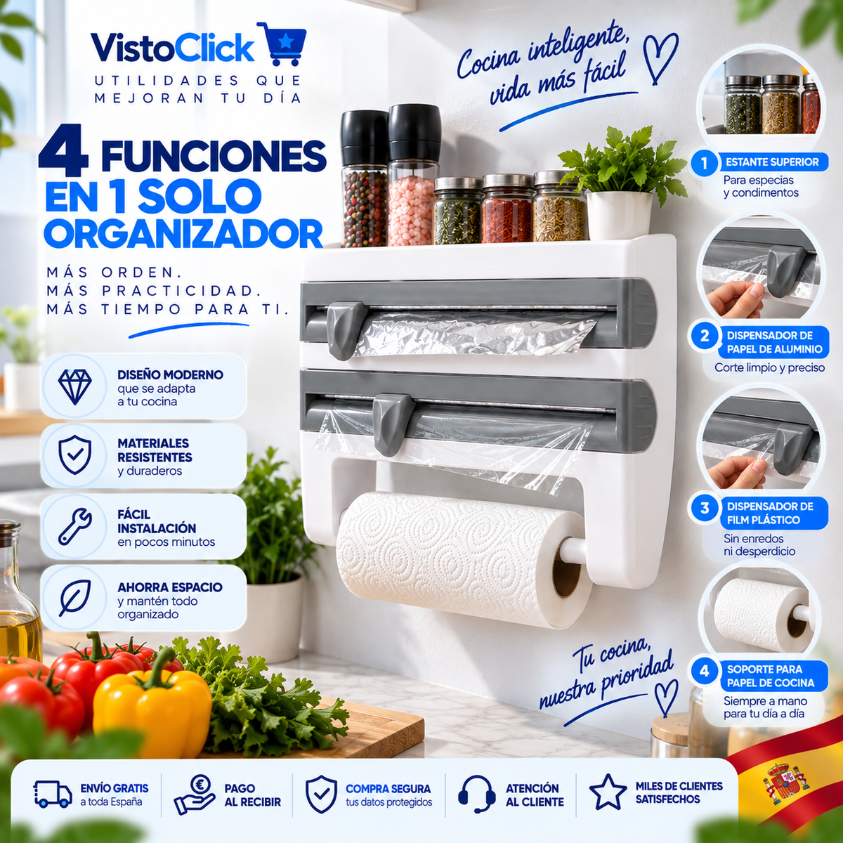 Organizador de cocina multifunción