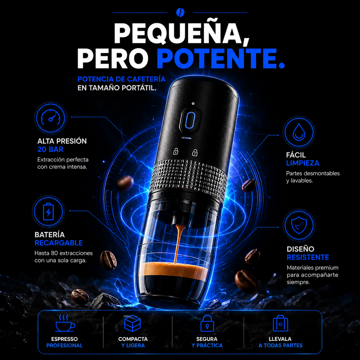 Maquina de café portatil eléctrico