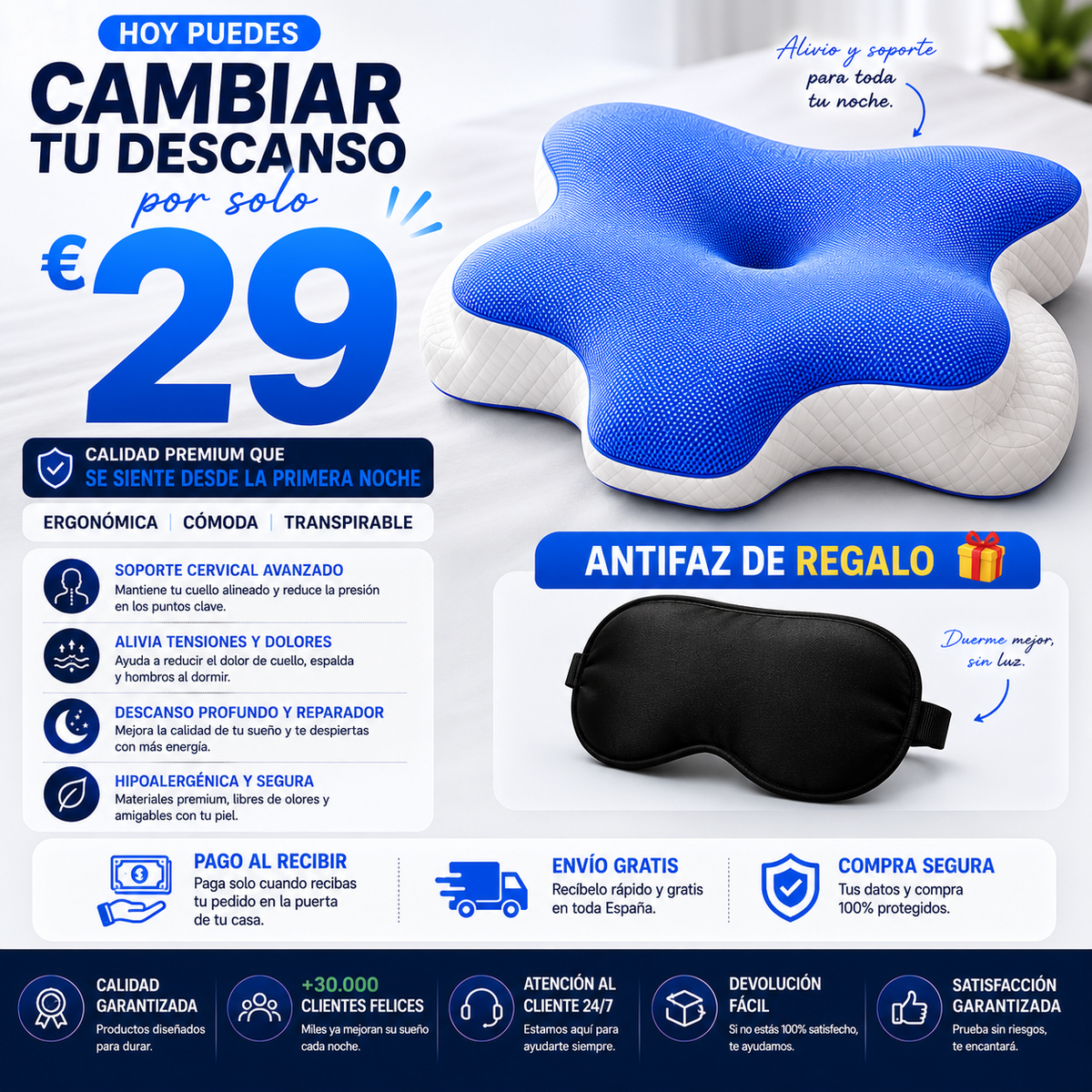 Almohada Mariposa Celeste™ + Antifaz de REGALO 🎁