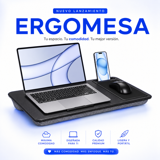 Ergomesa - Escritorio portátil con cojín para ordenador.