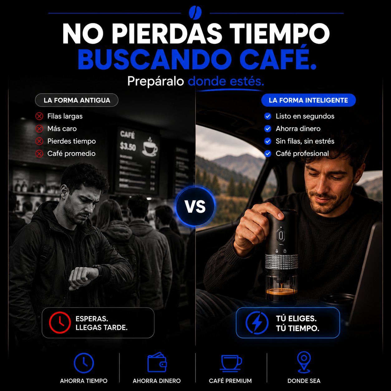 Maquina de café portatil eléctrico