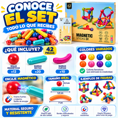 MagnaBuild™ – Juego de Construcción Magnética 42 Piezas
