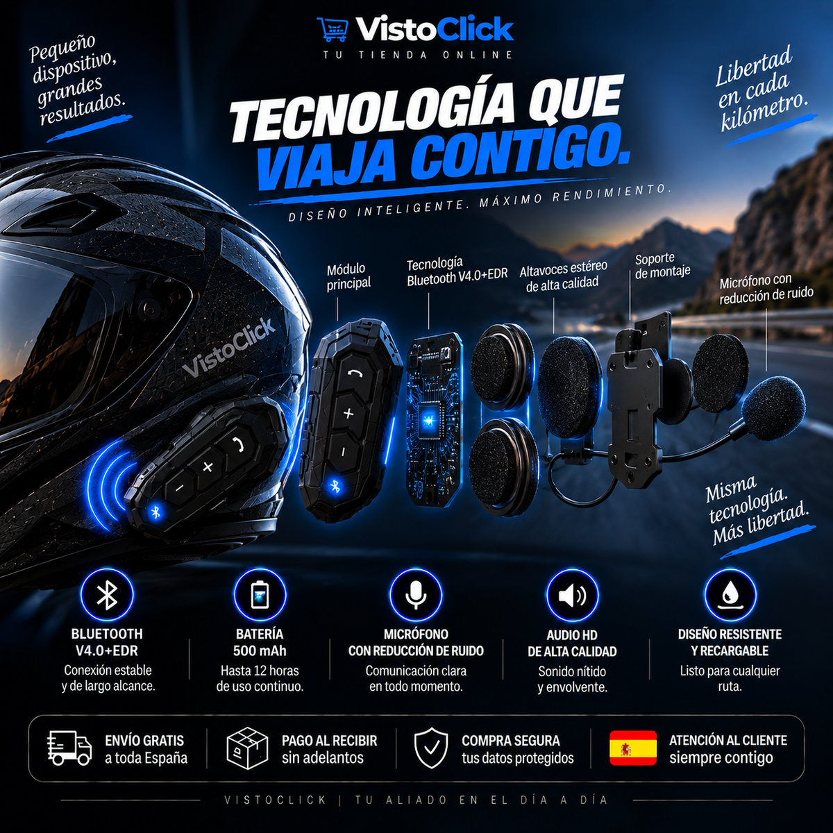 Intercomunicador bluetooth para motocicletas